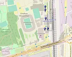 De plattegrond van de omgeving met het stadion