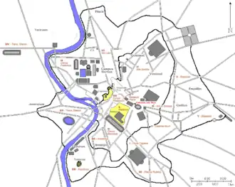 Locatie van de Colossus van Nero (in rood)