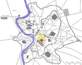 Locatie van de Tempel van Apollo Palatinus (in rood)