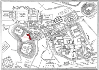 Locatie van het Tabularium (in rood)