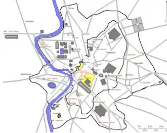 Locatie van de Tempel Jupiter Tonans (in rood)