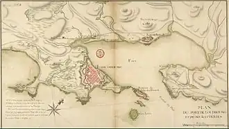 Kaart van het fort van Louisbourg in 1751