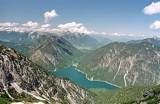 Luchtfoto van de Plansee