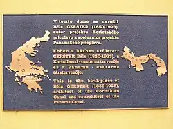 Gedenkplaat aan Gerster's huis: het geboortehuis in Košice.