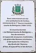 Plaque aan het geboortehuis van de Bettignies.