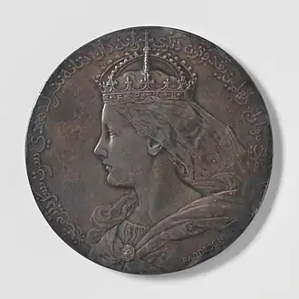 Plaquette met portret koningin Wilhelmina (1902)