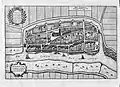 Plattegrond van Heukelum (17de eeuw), gemaakt door J. Blaeu