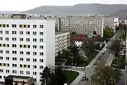 Typische Plattenbau-flats uit de DDR-tijd, Lobeda-West, Stauffenbergstraße
