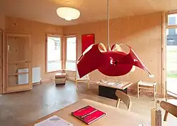 Interieur van een CLT-huis in Schotland