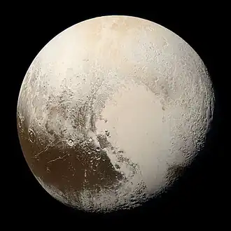 Pluto zoals gezien door de New Horizons-verkenner op 13 juli 2015