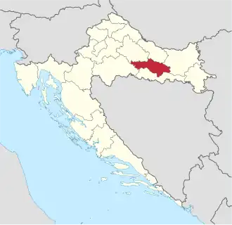 Locatie van provincie Požega-Slavonië in Kroatië