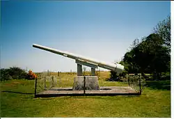 Een kanon dat gebruikt werd op Pointe du Hoc