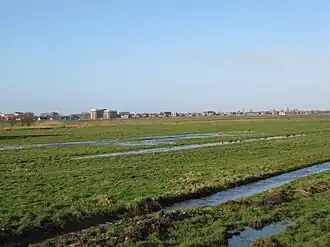 Pijnacker en de polder gezien vanaf de Meerweg in Berkel