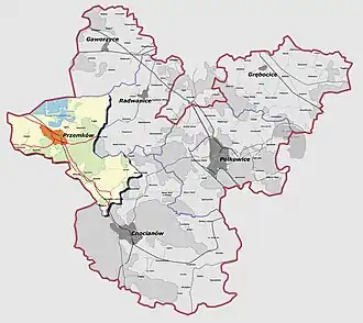 Ligging van de gemeente binnen de powiat