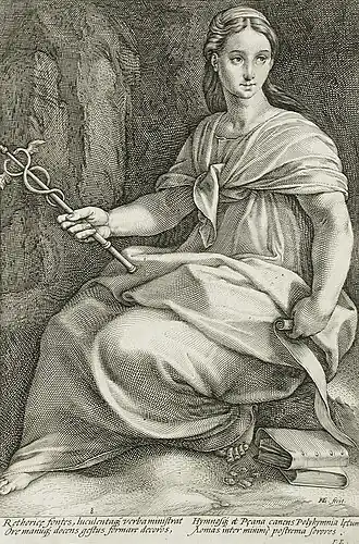 Gravure Polyhymia, Hendrik Goltzius (1592)