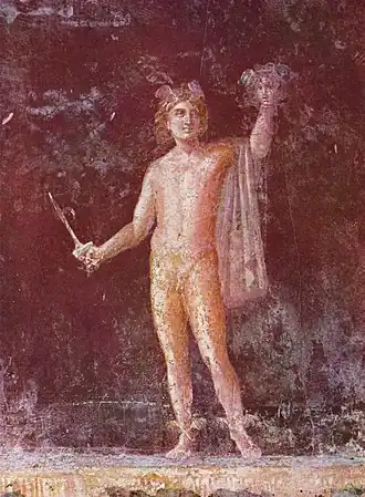 Fresco in de Villa San Marco: Perseus met het hoofd van Medusa.