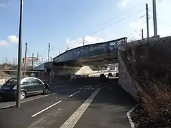 Spoorviaduct over Avenue du Rhin in Straatsburg.
