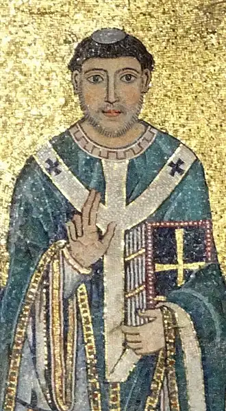 Mozaïek van paus Julius I in de basiliek van Santa Maria in Trastevere, ca.12e eeuw