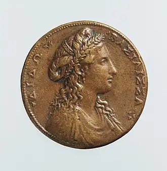 Portretmedaillon van Dido, Koningin van Carthago. Bronzen medaillon door Alessandro Cesati, ca. 1550