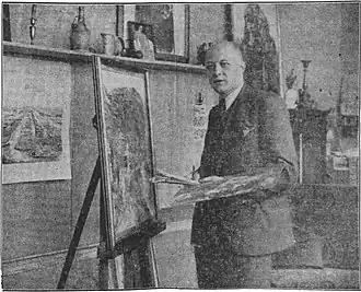 Paul Windhausen in een atelier in Maastricht, 1935.