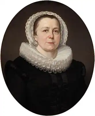 Bia op 56-jarige leeftijd als Juffrouw Serklaas in de portrettengalerij van de Stadsschouwburg Amsterdam. Olieverfschildering door Hendrik Sangster, 1866