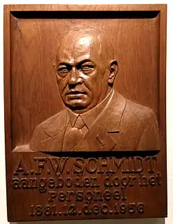 Houtreliëfportret van A.F.W. Schmidt