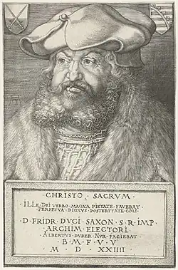 Portret van Frederik III de Wijze, keurvorst van Saksen[72] 1524 Kopergravure 193 x 126 mm Bartsch 104