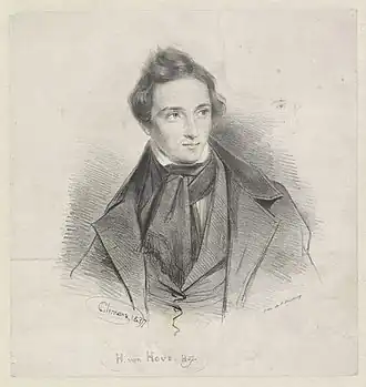 Huib van Hove door Johan Coenraad Hamburger, 1842