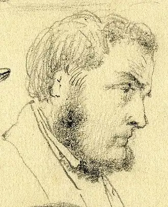 Portret van Menger (1859), getekend door A.W. Nieuwenhuysen tijdens een bijeenkomst van Kunstliefde
