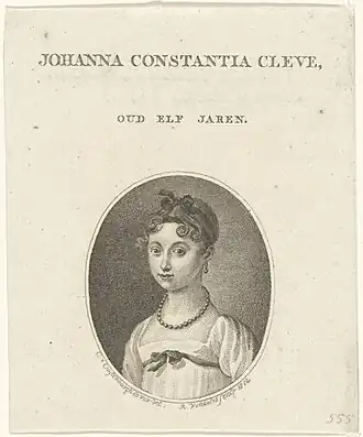 Portret van Johanna Constantia Cleve door Reinier Vinkeles naar Cornelis van Cuylenburgh