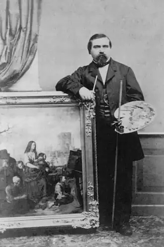 L.J. Bruna in zijn atelier (ca.1866)