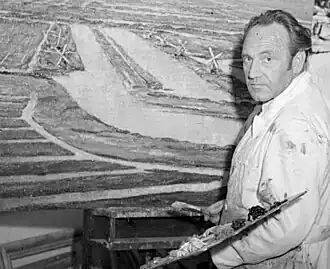 Peter van den Braken in atelier, 1948