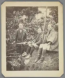Drie Japanse boeren (ca. 1865), door Bauduin