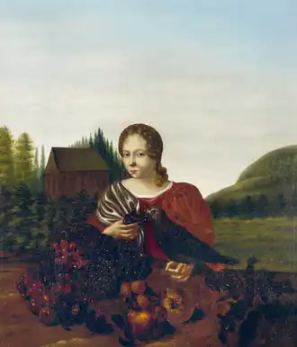 Portret van een jonge vrouw met vogel (zelfportret ?), 1686, Het Vrouwenhuis, Zwolle