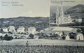 Senovo op een ansichtkaart uit de periode 1928-1947