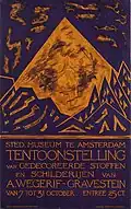 Poster voor expositie in het Stedelijk Museum Amsterdam, 1916, met een schilderwerk van Wegerif-Gravestein