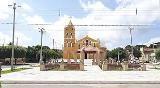 Katholieke kerk Nossa Senhora do Perpétuo Socorro in het centrum van Frutuoso Gomes