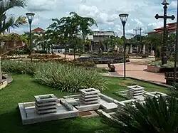 Het plein Praça da Matriz in het centrum van Trindade