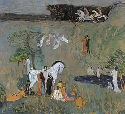 Compositie met een wit paard