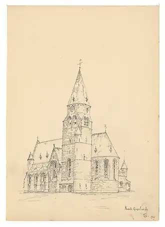 Tekening van de Sint-Gerardus Majellakerk door architect Edward Careels. Collectie VAi - Collectie Vlaamse Gemeenschap