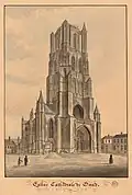 Gent: Sint-Baafskathedraal (westgevel) en Sint-Baafsplein