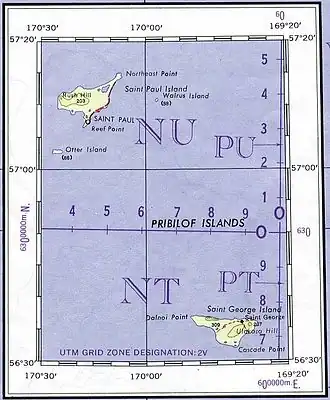 Kaart van Pribilofeilanden