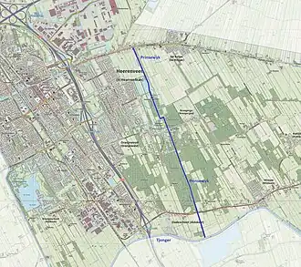 Kaart Heerenveen/Oranjewoud met de Prinsenwijk