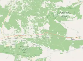 Situering van de twee clusters. Linksonder bevindt zich Talitskaja datsja en rechtsboven ligt Toegoelymskaja datsja.