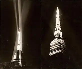 Verlichting van de Mole Antonelliana in 1961.