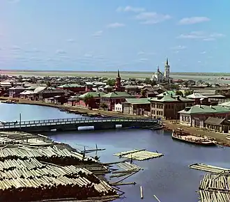 Gezicht over de Tobol en de stad Tobolsk vanaf het noorden (Foto: Prokoedin-Gorski, 1912)