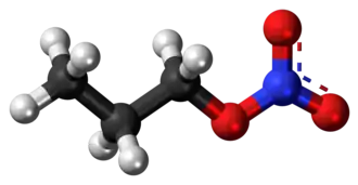 Molecuulmodel van n-propylnitraat