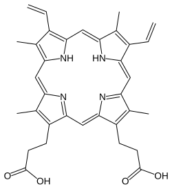 Structuurformule van protoporfyrine IX