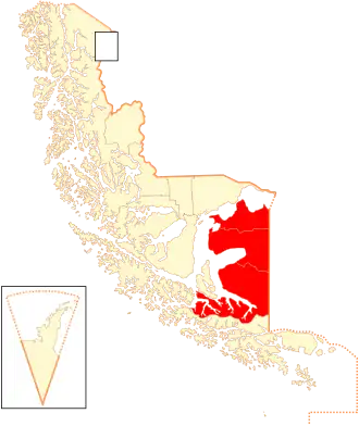 Kaart van Tierra del Fuego