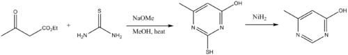 Synthese van pyrimidinederivaten met thio-ureum